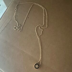 Tory Burch Gold Chain Necklace with Logo Pendant
